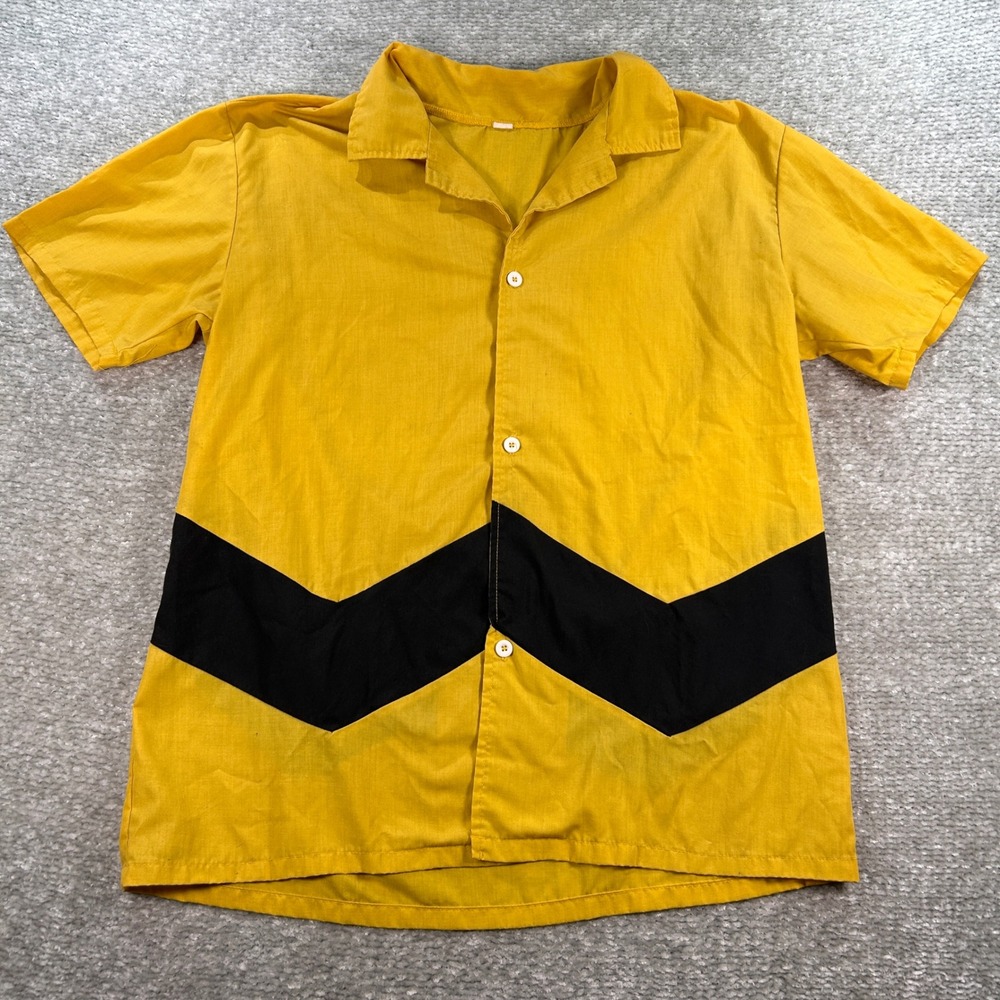 Unbranded Charlie Brown Shirt Zig Zag Chevron Short Sleeve L Yellow Cosplay
